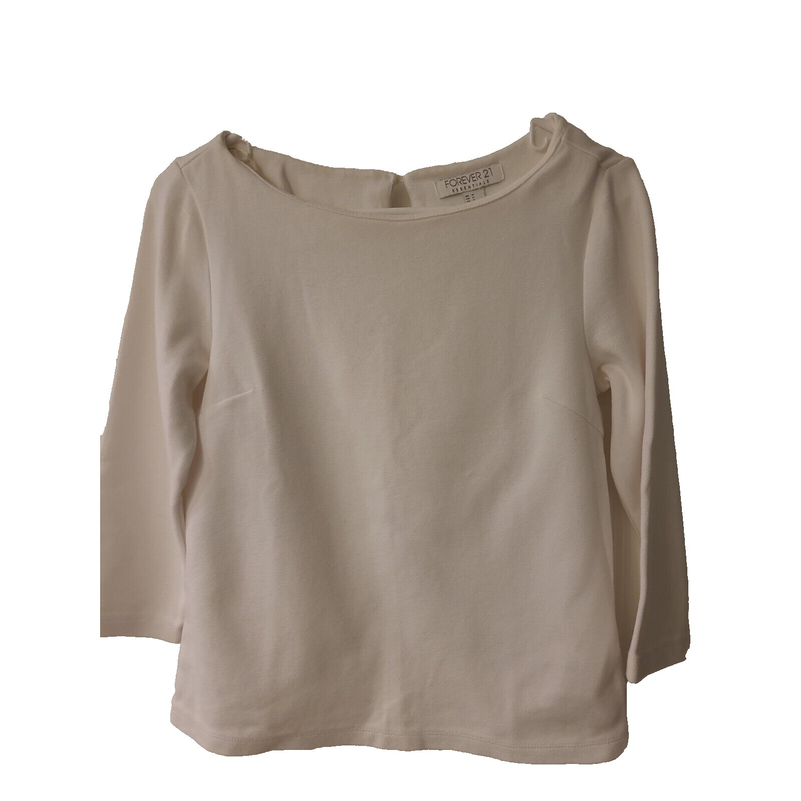 Forever 21 Womens Pullover Sweater Round Neck 3/4 Sleeves White Size Small S